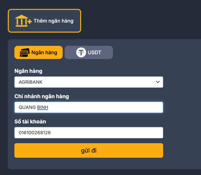 Buoc 2 Nhap thong tin tai khoan ngan hang